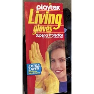 Vintage Playtex Living Neoprene Gloves Yellow‎ Medium 7.5- 8 Made In USA NEW